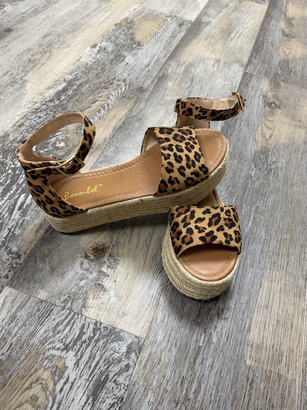 Leopard Print Platform Espadrille Sandals -